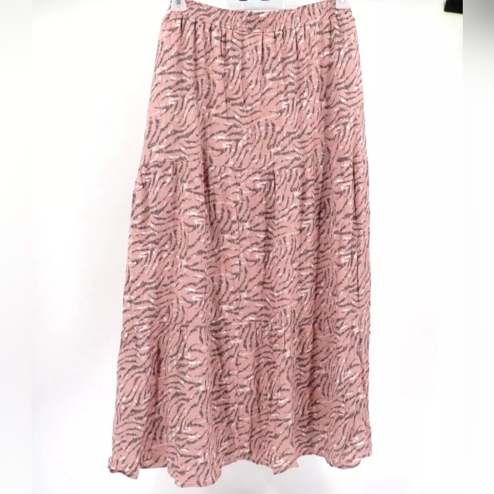NWT Nine West Women's Pink Animal Print Skirt W/ Slit Maxi Skirt Size XXL